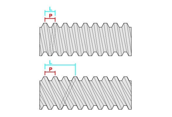 What is the difference between pitch and lead when referring to a screw?